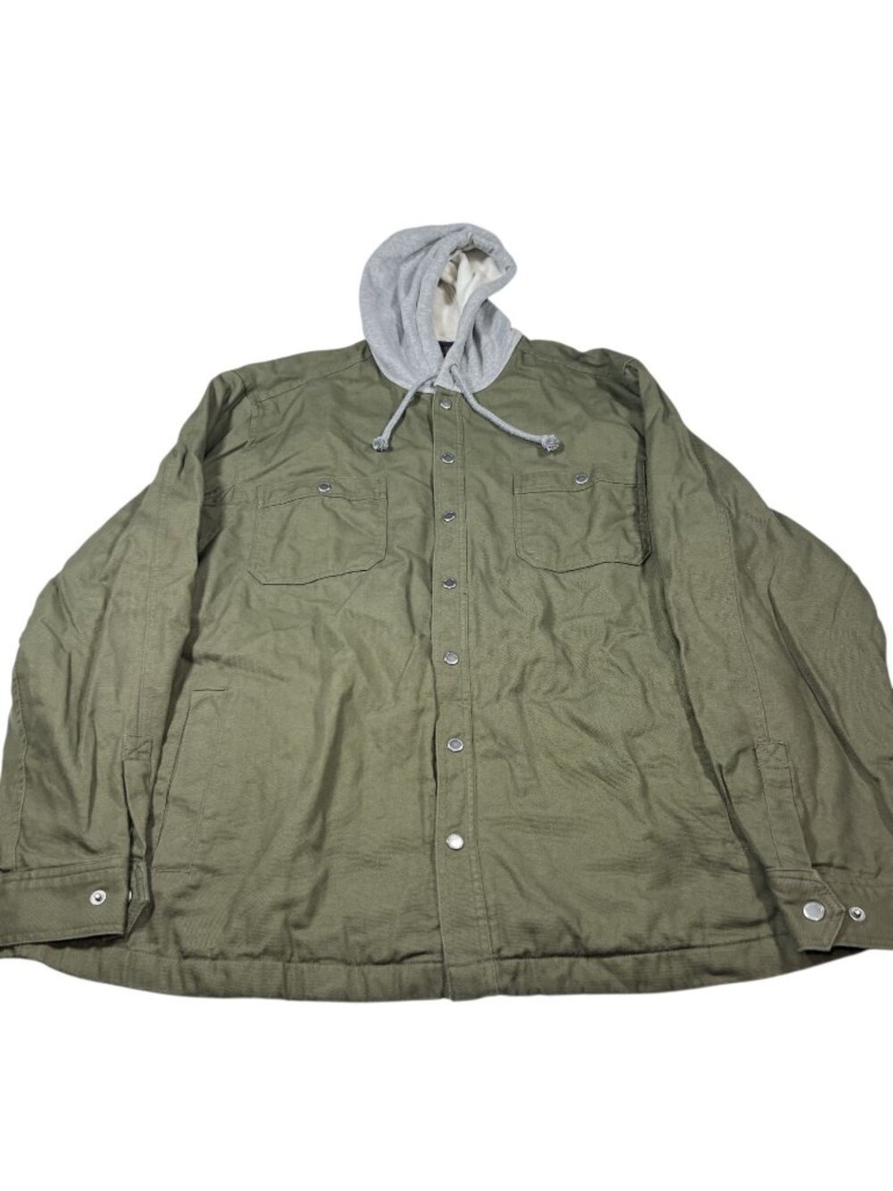 Duluth Trading Mens Green Fire Hose Hooded Limber Jacket Flannel Lined Size 2XL